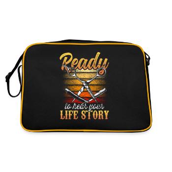 Bereit Ihre Lebensgeschichte Zu Hören Beruf Barber - Retro Tasche - Schwarz/Gold - Hinten