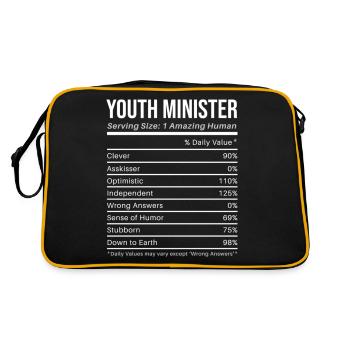 Youth Minister Nutritional Values Funny - Retro Bag - black/gold - Back