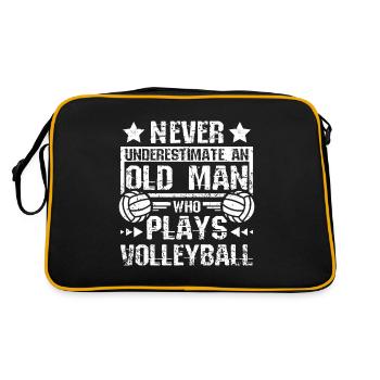 Old man who plays volleyball - Retro Tasche - Schwarz/Gold - Hinten