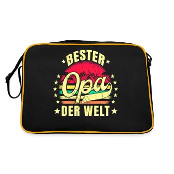 Bester Opa der Welt Geburtstag Opa Retro Bester - Retro Tasche - Schwarz/Gold - Hinten
