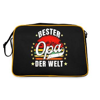 Bester Opa der Welt Geburtstag Opa Retro Bester - Retro Tasche - Schwarz/Gold - Hinten