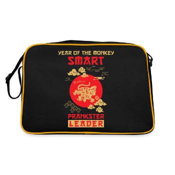 Signe chinois du zodiaque singe - Sac Retro - noir/or - Dos
