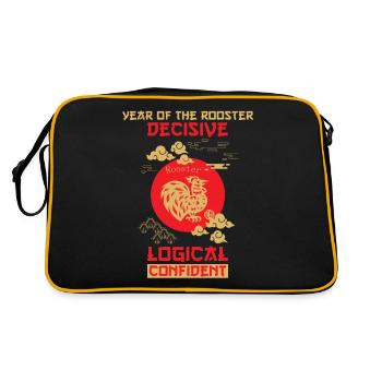 Signe chinois du coq - Sac Retro - noir/or - Dos