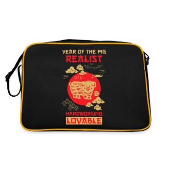 Signe chinois du zodiaque cochon - Sac Retro - noir/or - Dos