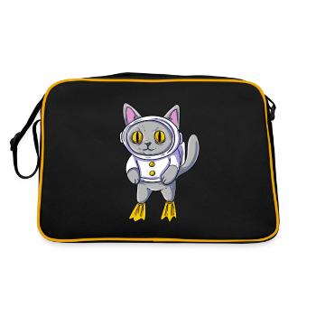 Underwater Cat Diving Diver - Retro Bag - black/gold - Back