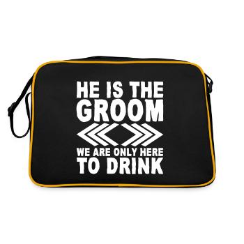 He Is The Groom, We Are Only Here To Drink - Retro Tasche - Schwarz/Gold - Hinten