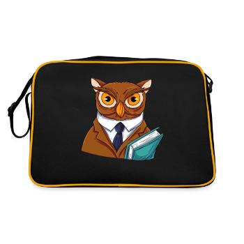 Eule Vogel Uhu - Retro Tasche - Schwarz/Gold - Hinten
