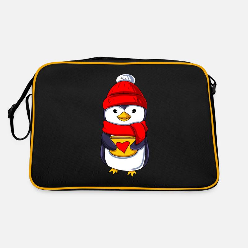 Cute penguin with teacup Retro Bag