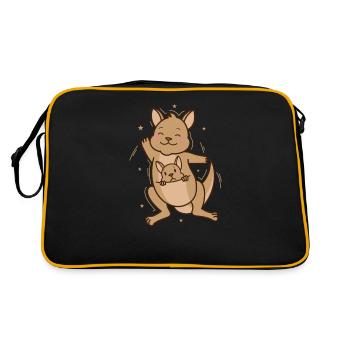 Kangourou est heureux avec bébé dans le sac - Sac Retro - noir/or - Dos