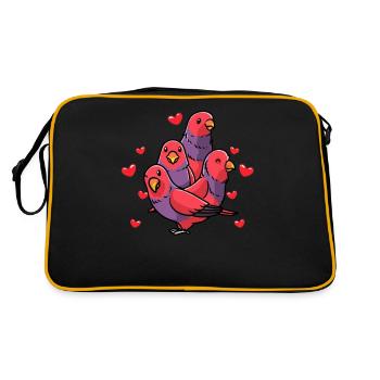 Loriquet à capuchon Kawaii Perroquet Oiseau - Sac Retro - noir/or - Dos