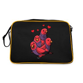 Loriquet à capuchon Kawaii Perroquet Oiseau - Sac Retro - noir/or - Dos