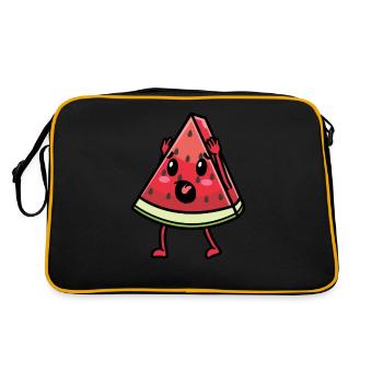 Émoticône de pastèque Melon Fruit Kawaii - Sac Retro - noir/or - Dos