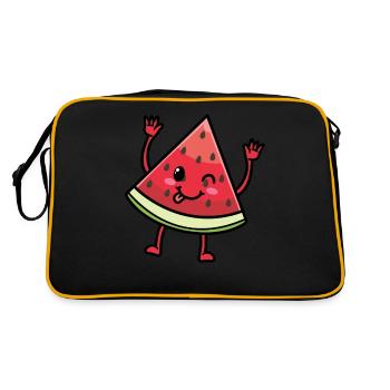 Émoticône de pastèque Melon Fruit Kawaii - Sac Retro - noir/or - Dos