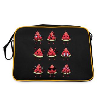 Pastèque Melon Emoticon Fruit Kawaii - Sac Retro - noir/or - Dos