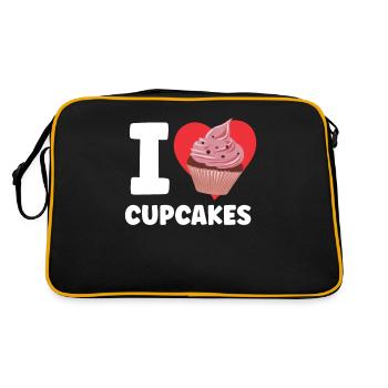 Ich Liebe Cupcakes Liebhaber Süß Essen Cupcake - Retro Tasche - Schwarz/Gold - Hinten