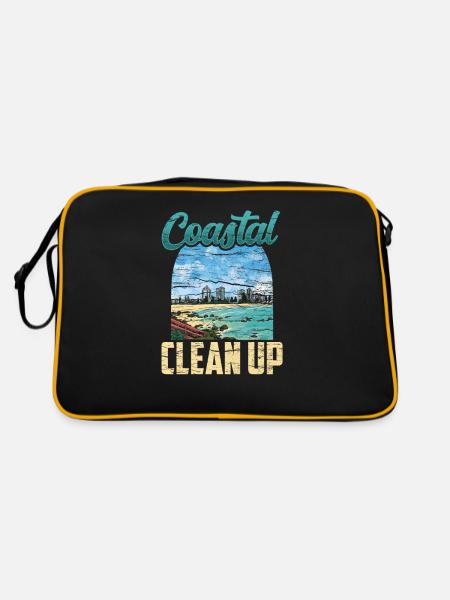 Nettoyage de la plage côtière Nettoyage de la plage - Sac Retro - noir/or - Dos