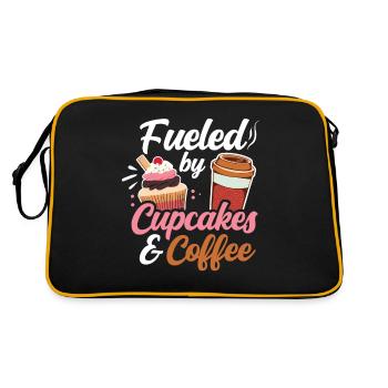 Angetrieben Von Cupcakes Und Kaffee Cupcake Essen - Retro Tasche - Schwarz/Gold - Hinten