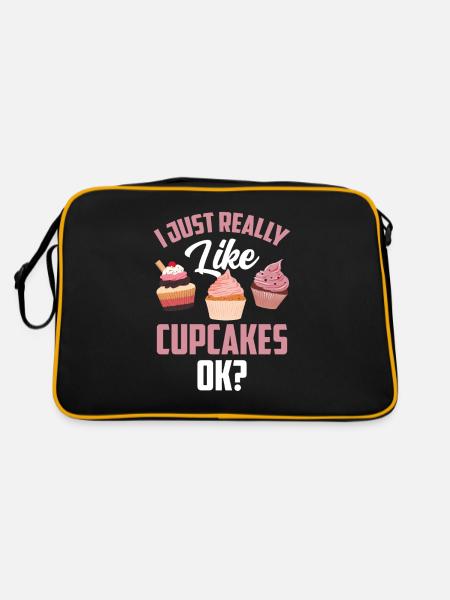J’aime vraiment les cupcakes cupcakes sucrés - Sac Retro - noir/or - Dos