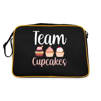 Team Cupcakes Liebhaber Essen Cupcake Süß - Retro Tasche - Schwarz/Gold - Hinten