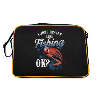 Ich Mag Angeln Einfach Sehr Angel Fischer Fischen - Retro Tasche - Schwarz/Gold - Hinten