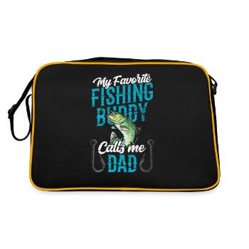 Mon compagnon de pêche préféré m’appelle papa pêche - Sac Retro - noir/or - Dos