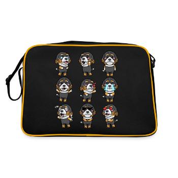 Bernedoodle Dog Emoticon Kawaii Aesthetics - Retro Bag - black/gold - Back