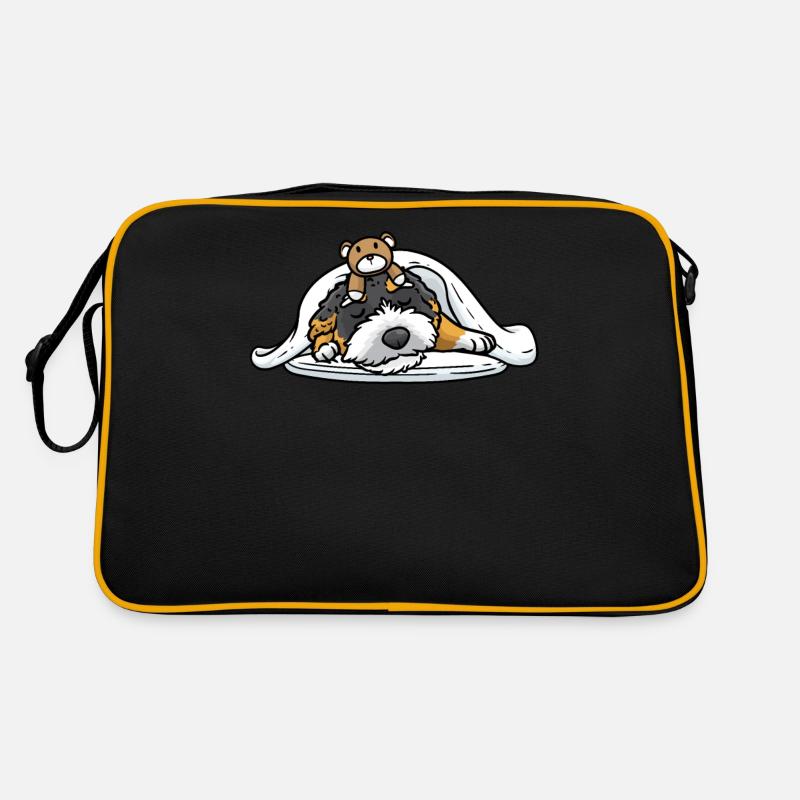 Bernedoodle dog sleeping with cuddly toy Retro Bag