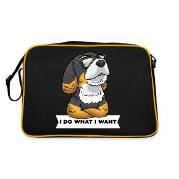 Bernedoodle dog with sunglasses - Retro Bag - black/gold - Back