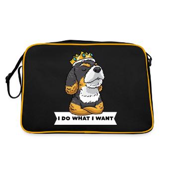 Bernedoodle dog with crown - Retro Bag - black/gold - Back