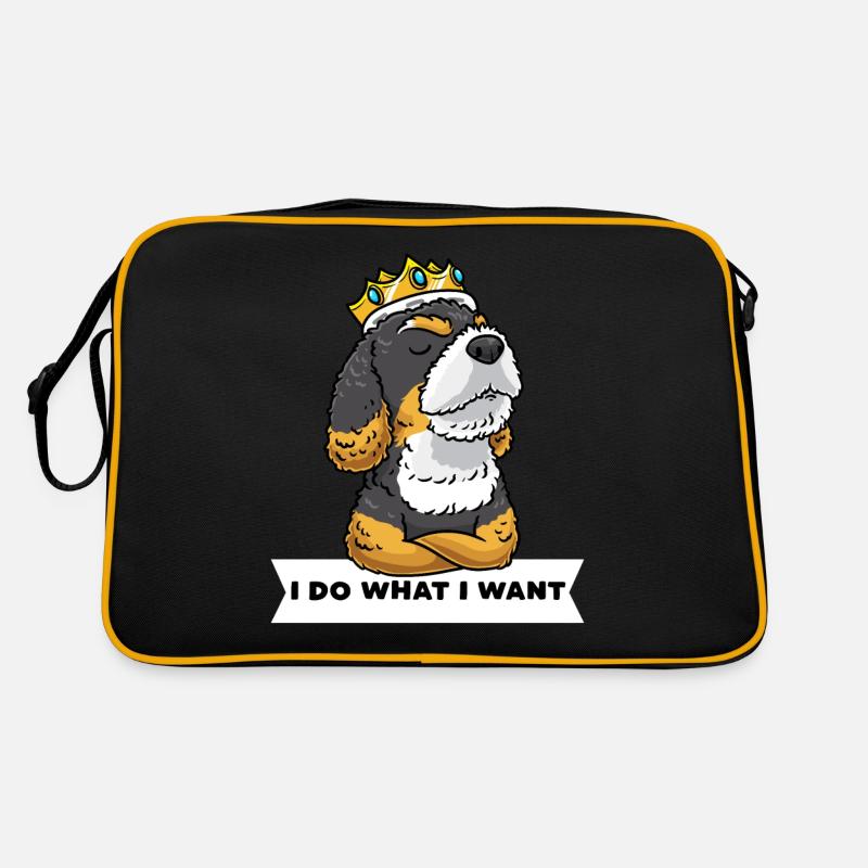 Bernedoodle Hund Mit Krone Retro Tasche