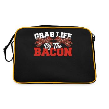 Speck Frühstück Schinken Schwein - Retro Tasche - Schwarz/Gold - Hinten