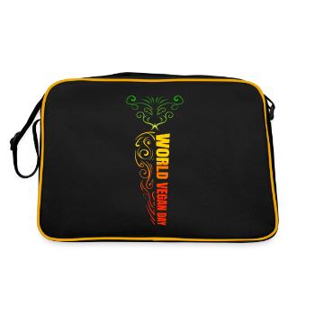 Stylized Ornaments Carrot World Vegan Day, Go - Retro Tasche - Schwarz/Gold - Hinten
