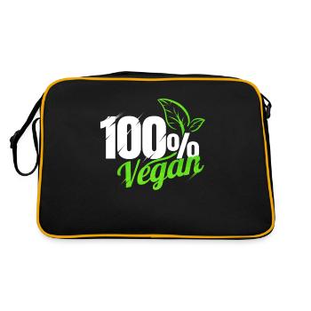 Vegetarian Logo For People Who Are 100 Per Cent - Retro Bag - black/gold - Back