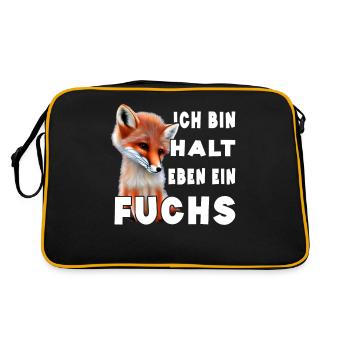 Ich bin halt eben ein Fuchs - Retro Tasche - Schwarz/Gold - Hinten