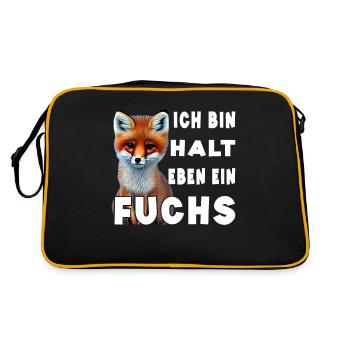 Ich bin halt eben ein Fuchs - Retro Tasche - Schwarz/Gold - Hinten