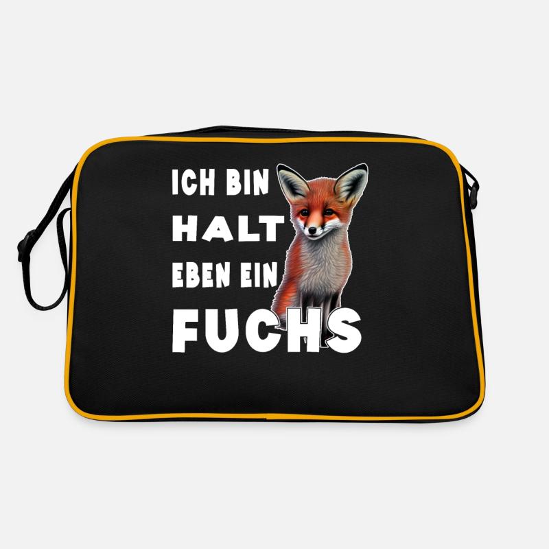Ich bin halt eben ein Fuchs - Retro Tasche - Schwarz/Gold