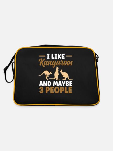 I like kangaroos and maybe 3 people animal - Retro Bag - black/gold - Back