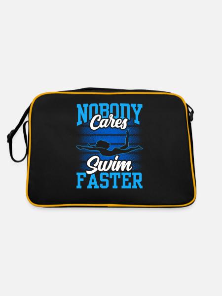 Niemand Kümmert Sich Darum Schwimm Schneller Team - Retro Tasche - Schwarz/Gold - Hinten