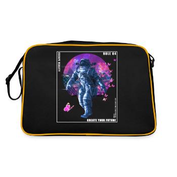 Vaporwave Glitch Retro Astronaut - Retro Tasche - Schwarz/Gold - Hinten