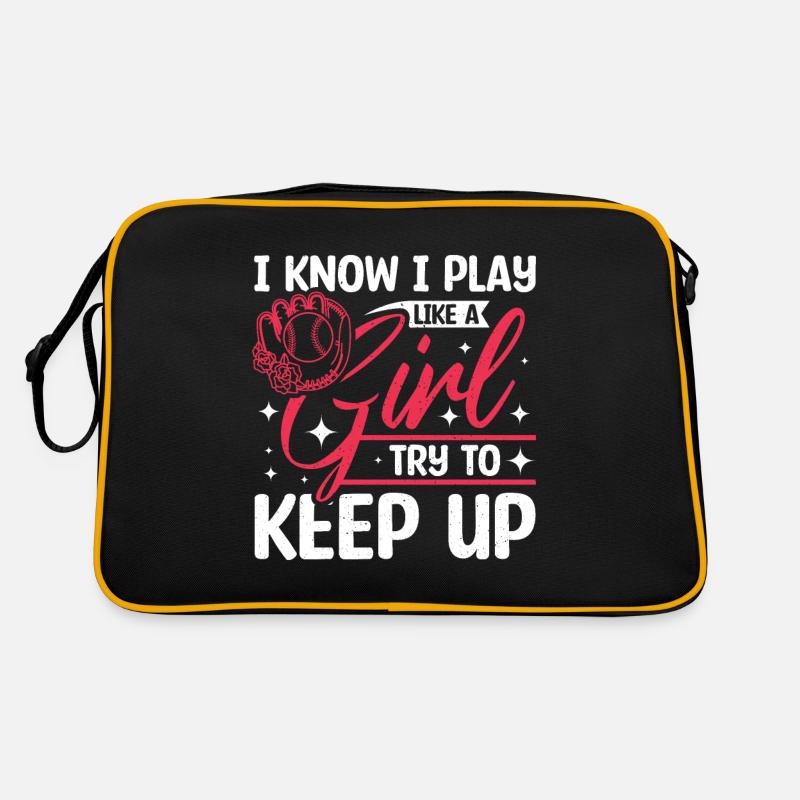 I play baseball like a Girl try to keep up Retro Tasche