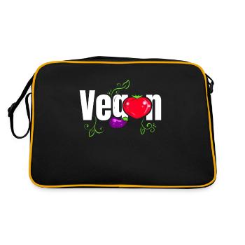 Logo Heart Tomato et Aubergine Devenez végétalien - Sac Retro - noir/or - Dos