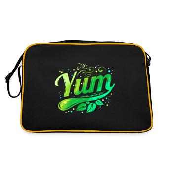 Logo Green Leaves Yum pour végétarien - Go Vegan - Sac Retro - noir/or - Dos