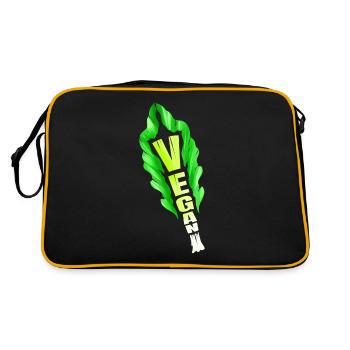 Feuille de laitue végétalienne pour le végétarisme et le véganisme - - Sac Retro - noir/or - Dos