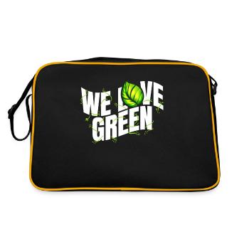 Jeu de mots végétarien - We Love Green - Go Vegan - Sac Retro - noir/or - Dos