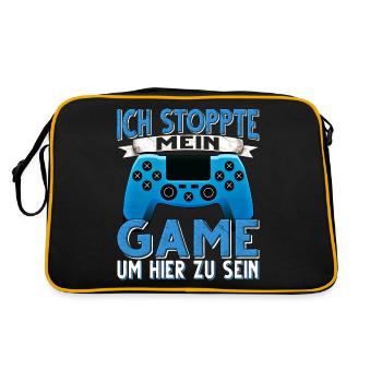 Ich Stoppte mein Game um hier zu sein Zocker - Retro Tasche - Schwarz/Gold - Hinten