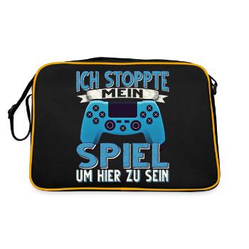 Ich Stoppte mein Spiel um hier zu sein Zocker - Retro Tasche - Schwarz/Gold - Hinten
