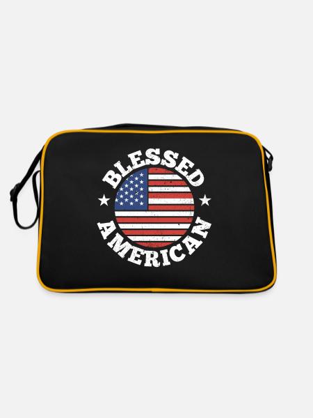 Bienheureuse Amérique américaine Patriotique États-Unis États-Unis - Sac Retro - noir/or - Dos