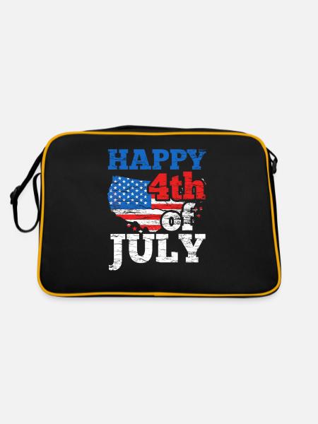 Happy 4 July Happy 4Th Of July America US USA - Retro Bag - black/gold - Back