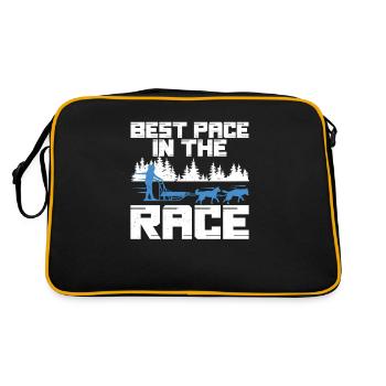 Best Pace In The Race Funny Mushing Sled Dog - Retro Bag - black/gold - Back