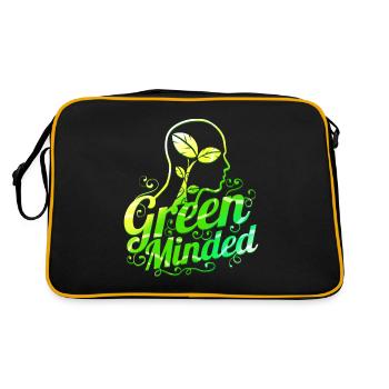 Vegetarian Green Minded - Go vegan - Retro Tasche - Schwarz/Gold - Hinten